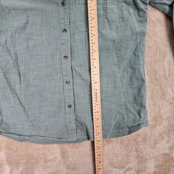 L.L. Bean Aqua Blue Button-Down Shirt Women's Size Medium Pockets Long Sleeve - Picture 5 of 10